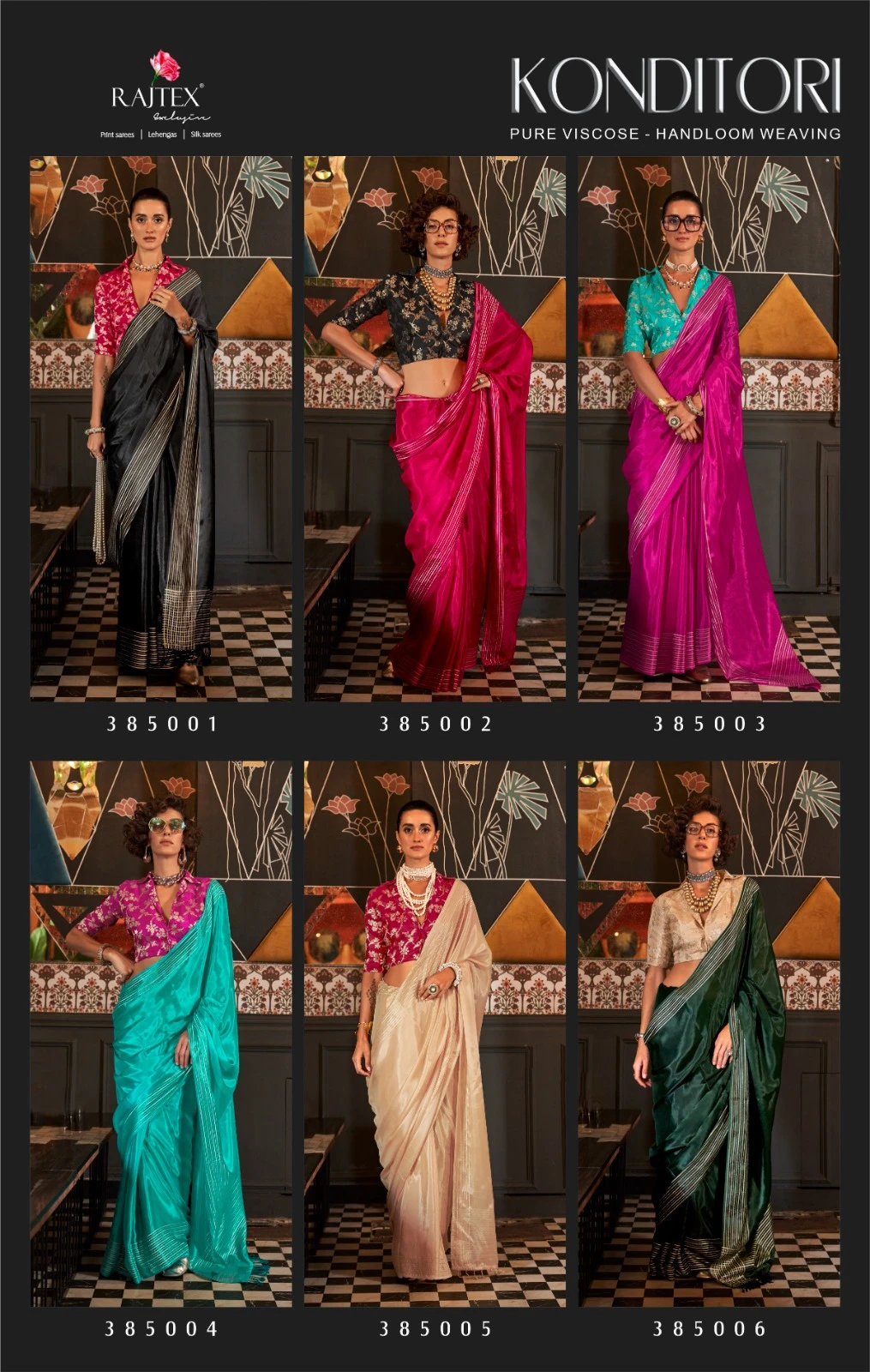 Rajtex Kanditori Pure Viscose Wholesale Fancy Sarees Catalog — Wholesale Sarees, rajtex wholesale from Surat — view 6
